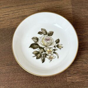 Vtg Royal Worcester Fine Bone China Rose Cigarette Ashtray Butter Trinket Dish